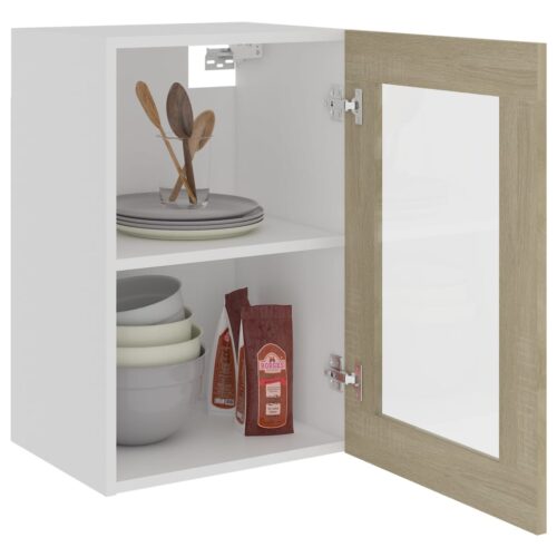 Hanging Glass Cabinet Sonoma Oak 40x31x60cm Engineered Wood - Image 5