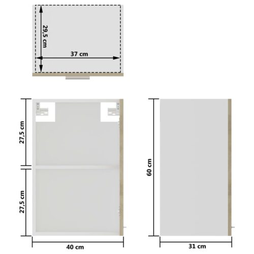 Hanging Glass Cabinet Sonoma Oak 40x31x60cm Engineered Wood - Image 11
