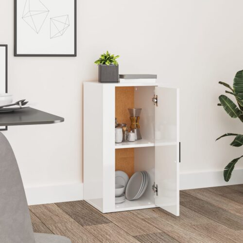 Sideboard High Gloss White 40x33x70cm Engineered Wood - Image 7