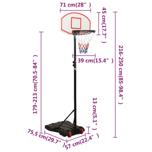 Basketball Stand White 216-250cm Polyethene - Image 10
