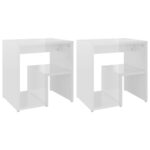 Bed Cabinets 2pcs High Gloss White 40x30x40cm Engineered Wood