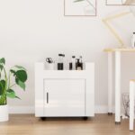 Desk Trolley High Gloss White 60x45x60cm Engineered Wood