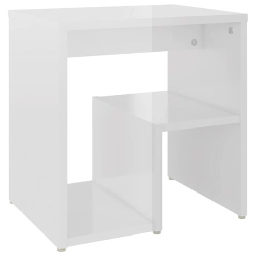 Bed Cabinets 2pcs High Gloss White 40x30x40cm Engineered Wood - Image 3