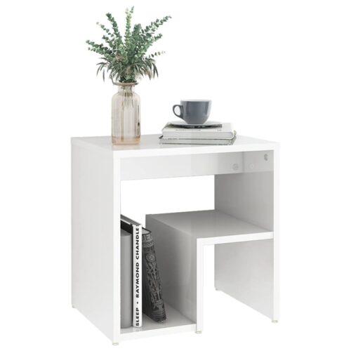 Bed Cabinets 2pcs High Gloss White 40x30x40cm Engineered Wood - Image 7