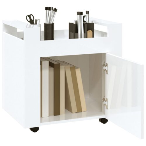 Desk Trolley High Gloss White 60x45x60cm Engineered Wood - Image 5