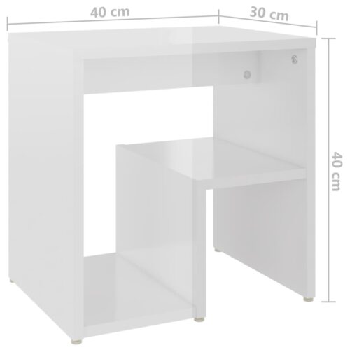 Bed Cabinets 2pcs High Gloss White 40x30x40cm Engineered Wood - Image 8
