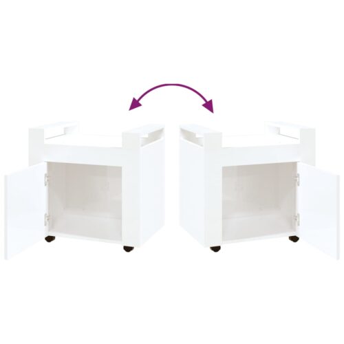 Desk Trolley High Gloss White 60x45x60cm Engineered Wood - Image 9