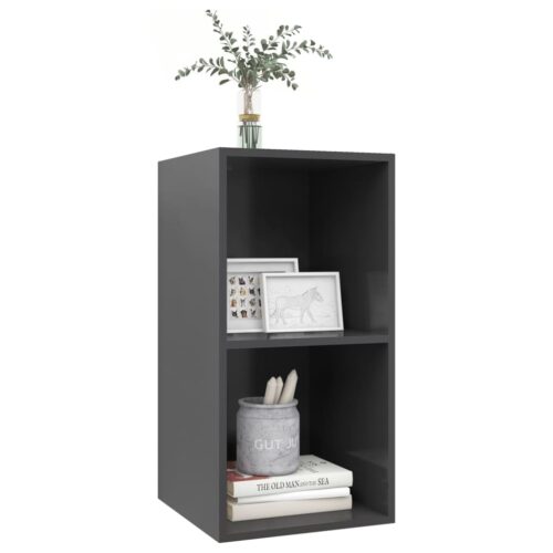 Wall Mounted Storage Shelf Bookshelf TV Unit Stand Cabinet Bookcase Rack Grey - Image 3