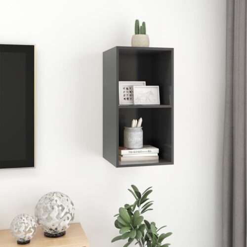 Wall Mounted Storage Shelf Bookshelf TV Unit Stand Cabinet Bookcase Rack Grey - Image 6