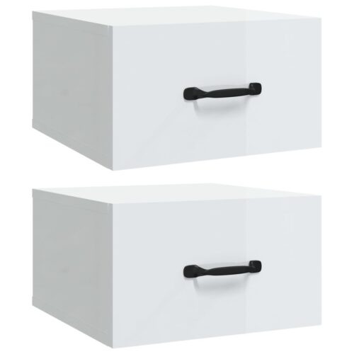 Wall-mounted Bedside Cabinets 2pcs High Gloss White 35x35x20cm