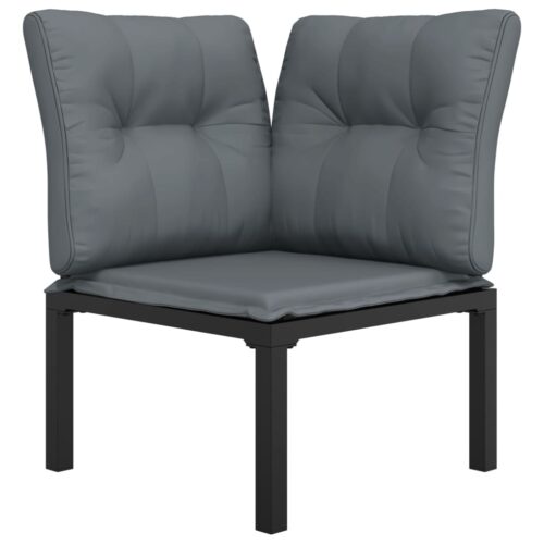 Garden Corner Chair with Cushions Black Grey Poly Rattan - Image 3