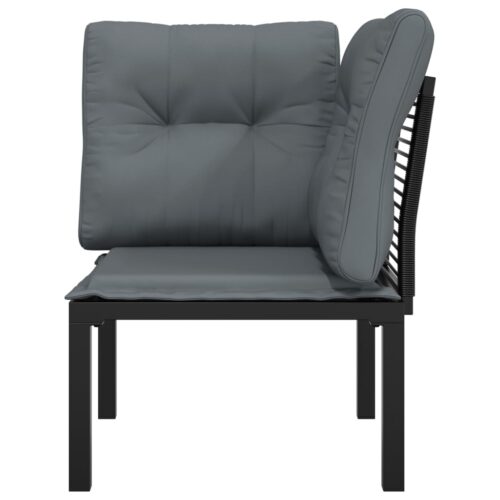 Garden Corner Chair with Cushions Black Grey Poly Rattan - Image 4