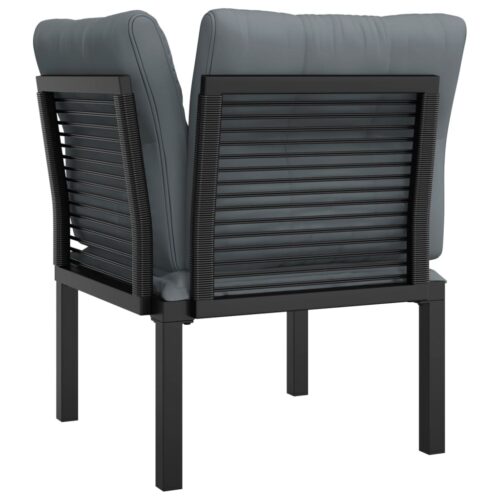 Garden Corner Chair with Cushions Black Grey Poly Rattan - Image 5