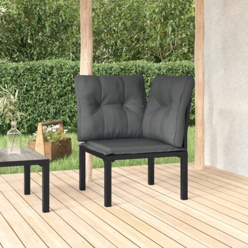 Garden Corner Chair with Cushions Black Grey Poly Rattan - Image 11