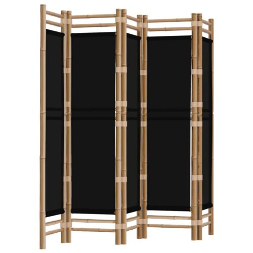 Folding 5-Panel Room Divider 200cm Bamboo Canvas - Image 2