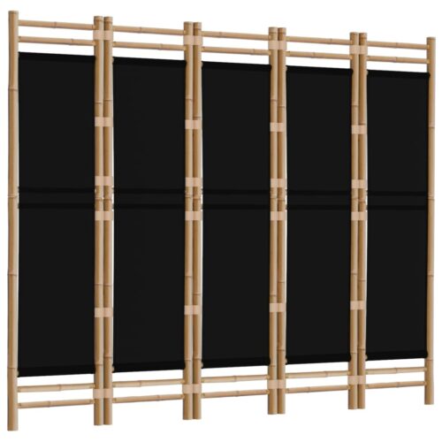 Folding 5-Panel Room Divider 200cm Bamboo Canvas - Image 3