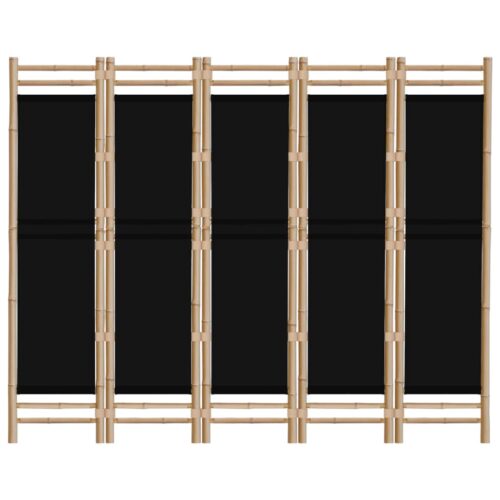 Folding 5-Panel Room Divider 200cm Bamboo Canvas - Image 4