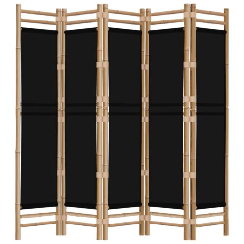 Folding 5-Panel Room Divider 200cm Bamboo Canvas - Image 5