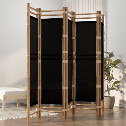 Folding 5-Panel Room Divider 200cm Bamboo Canvas - Image 10