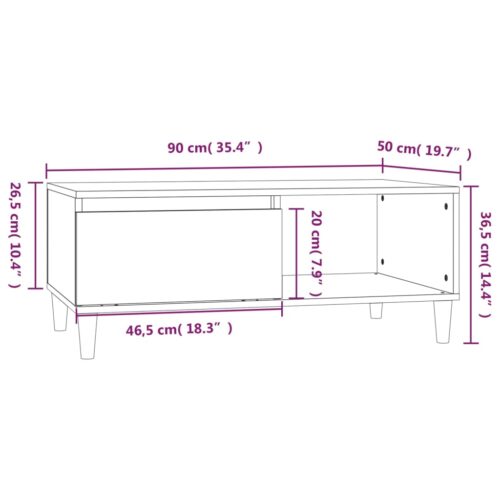 Coffee Table White 90x50x36.5cm Engineered Wood - Image 9