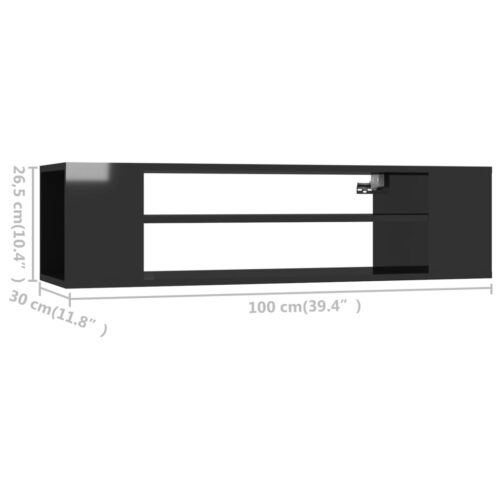 High Gloss Wall Entertainment Unit TV Stand Cabinet Console Storage Rack Shelf Black - Image 7