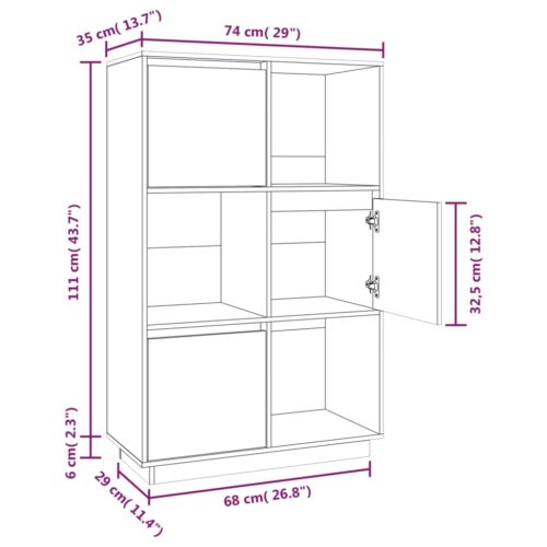 Highboard 74x35x117cm Solid Wood Pine - Image 10