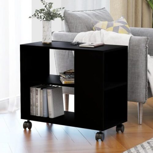 Side Table Black 70x35x55cm Engineered Wood