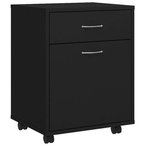 Rolling Cabinet Black 45x38x54cm Engineered Wood - Image 2