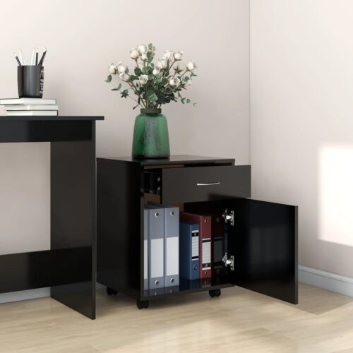 Rolling Cabinet Black 45x38x54cm Engineered Wood - Image 3