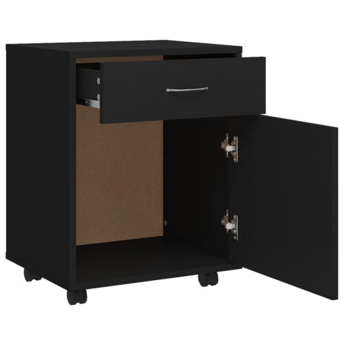 Rolling Cabinet Black 45x38x54cm Engineered Wood - Image 6