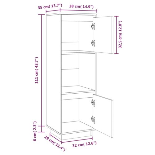Highboard 38x35x117cm Solid Wood Pine - Image 10