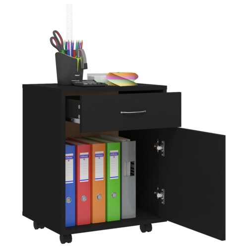 Rolling Cabinet Black 45x38x54cm Engineered Wood - Image 7