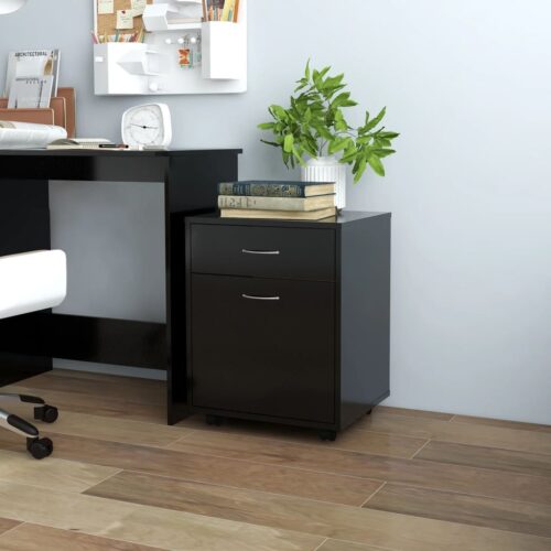 Rolling Cabinet Black 45x38x54cm Engineered Wood - Image 9