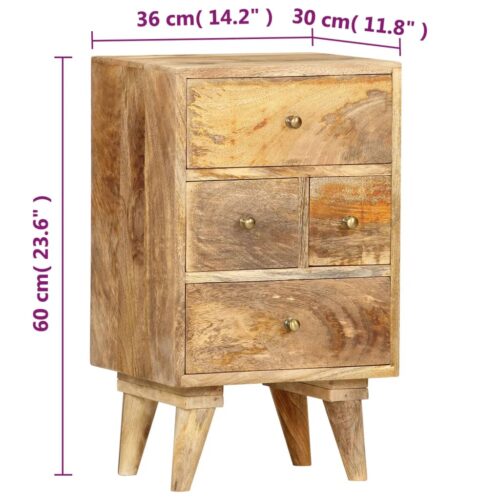 Bedside Cabinet 36x30x60cm Solid Mango Wood - Image 8
