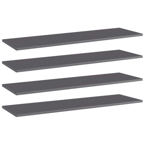 Bookshelf Boards 4pcs High Gloss Grey 100x30x1.5cm Engineered Wood