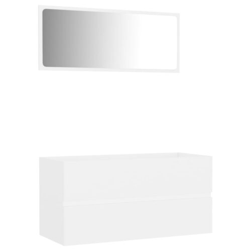 2-Piece Bathroom Furniture Set White Engineered Wood - Image 2