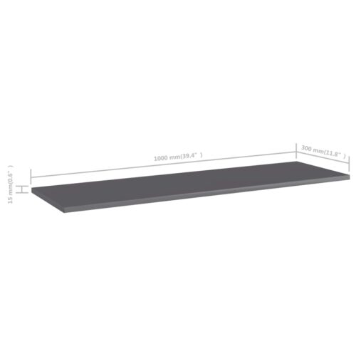 Bookshelf Boards 4pcs High Gloss Grey 100x30x1.5cm Engineered Wood - Image 5