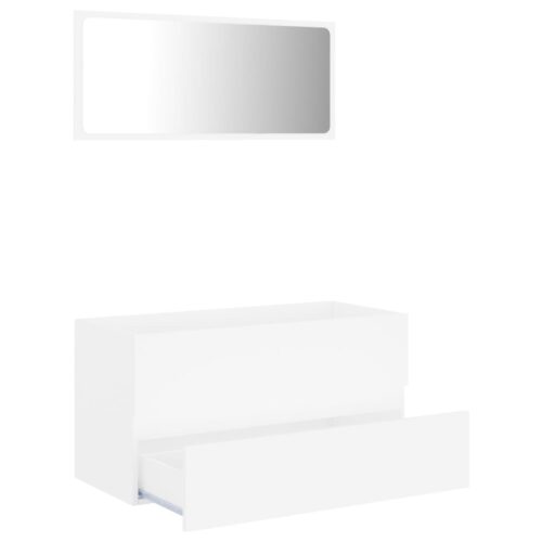 2-Piece Bathroom Furniture Set White Engineered Wood - Image 3