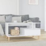 Coffee Table High Gloss White 90x49x45cm Engineered Wood