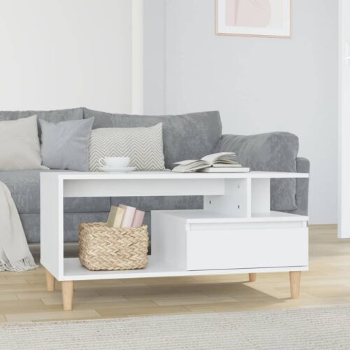Coffee Table High Gloss White 90x49x45cm Engineered Wood