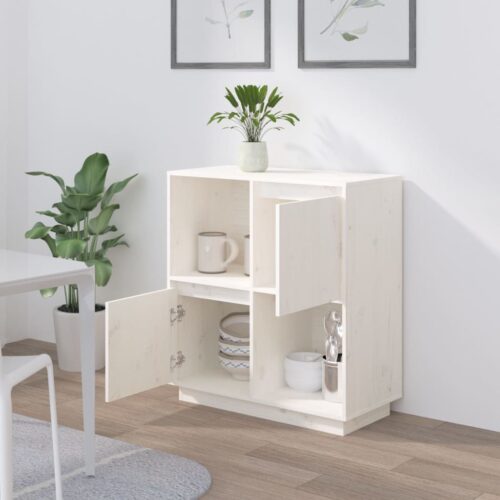 Sideboard White 74x35x80cm Solid Wood Pine - Image 3