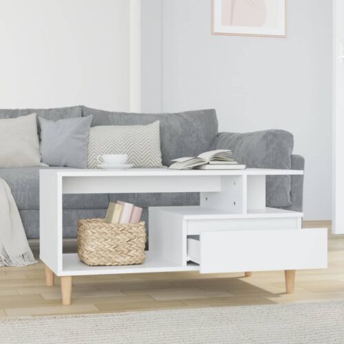Coffee Table High Gloss White 90x49x45cm Engineered Wood - Image 3