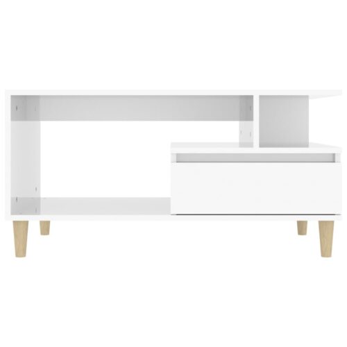 Coffee Table High Gloss White 90x49x45cm Engineered Wood - Image 5