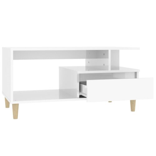 Coffee Table High Gloss White 90x49x45cm Engineered Wood - Image 6