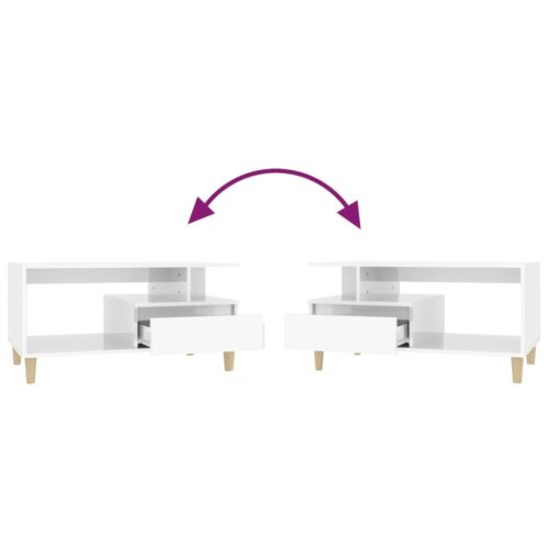 Coffee Table High Gloss White 90x49x45cm Engineered Wood - Image 8