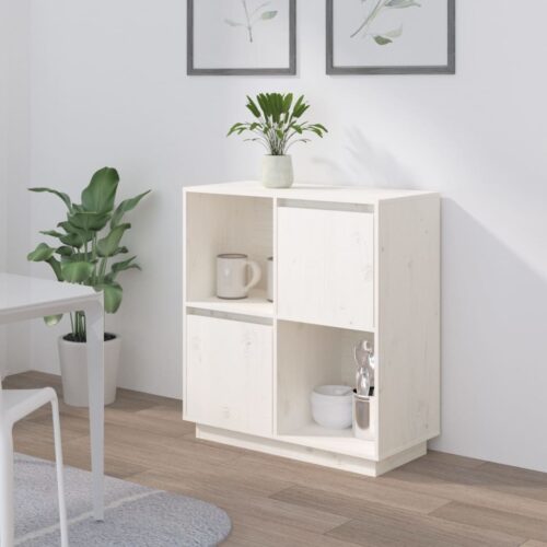 Sideboard White 74x35x80cm Solid Wood Pine - Image 11