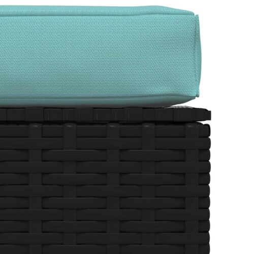 Garden Footrest with Cushion Black 70x70x30cm Poly Rattan - Image 4