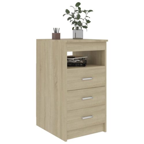 Wooden Drawers Cabinet Sideboard Bedside Table Storage Rack Nightstand Oak - Image 3