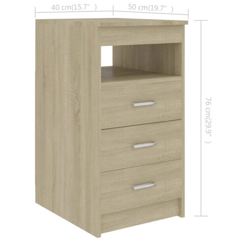 Wooden Drawers Cabinet Sideboard Bedside Table Storage Rack Nightstand Oak - Image 6