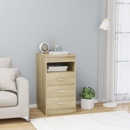 Wooden Drawers Cabinet Sideboard Bedside Table Storage Rack Nightstand Oak - Image 8